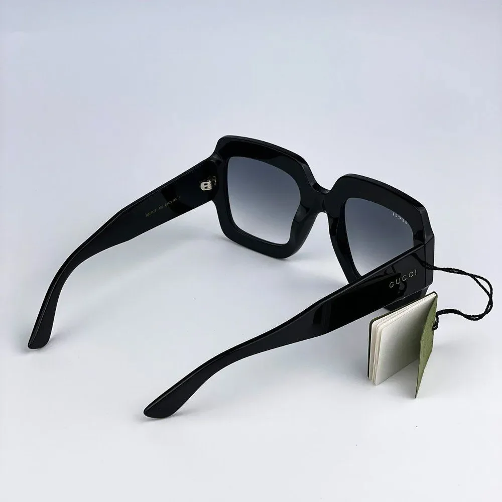 Gucci GG1111S 001 Sunglasses Black Grey Gradient Square Unisex